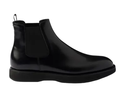 PRADA Brushed Leather Chelsea Boots "Black"