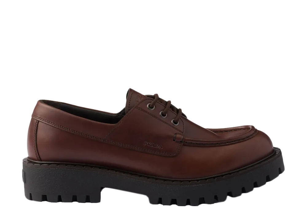プラダ レースアップレザー ローファー "ダークブラウン"