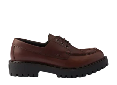 PRADA Laced Leather Loafers "Dark Brown"