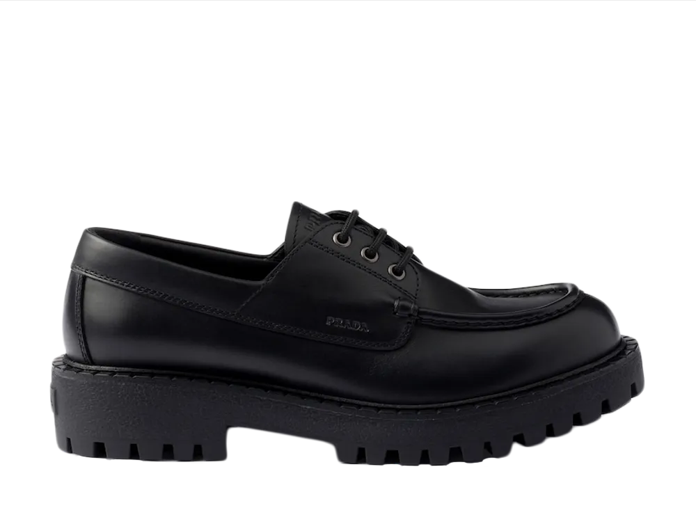 プラダ レースアップレザー ローファー "ブラック"
