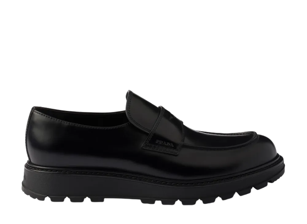 PRADA ブラック ローファー プラダ ローファー オックスフォード ブラッシュドレザー