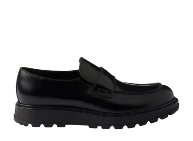 PRADA Brushed Leather Loafers "Black"