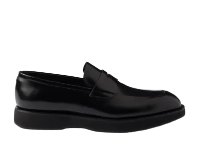 PRADA Brushed Leather Loafers "Black"