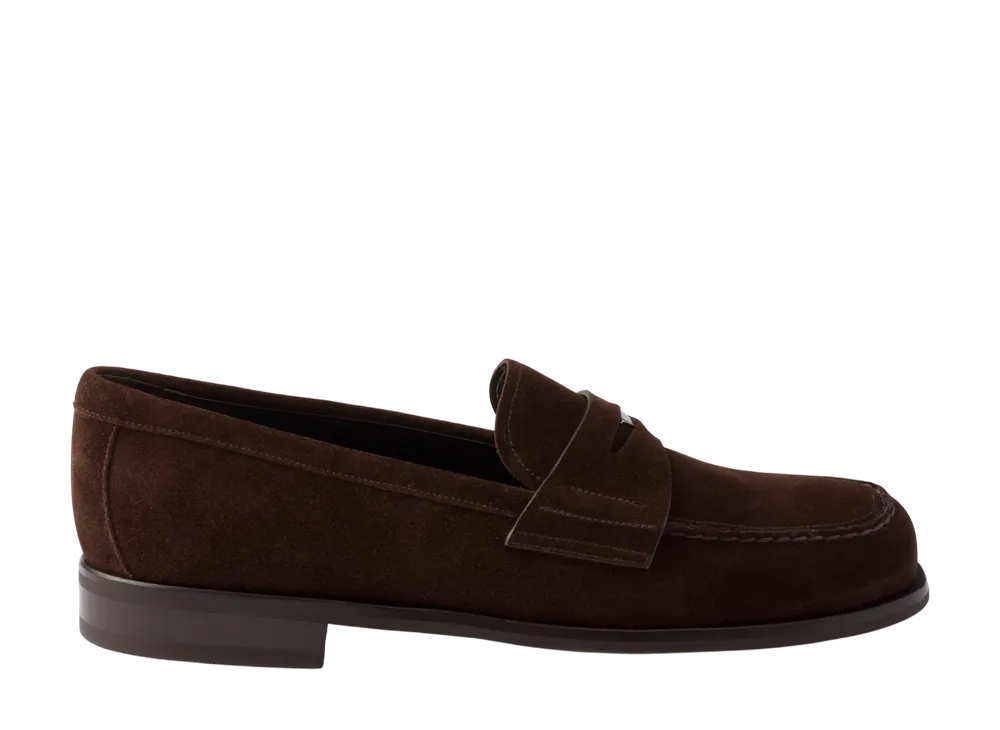 プラダ スエード ローファー "ダークブラウン"