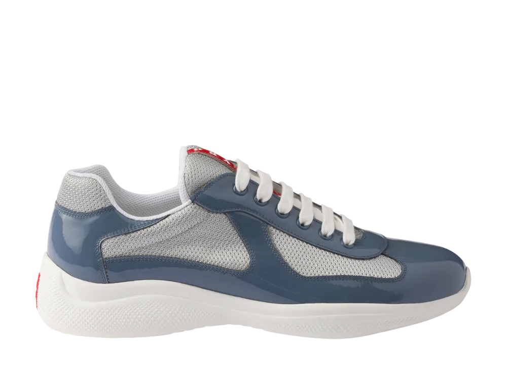 プラダ アメリカズカップ パテントレザーxテクニカルファブリック スニーカー "マリンブルー/シルバー"
