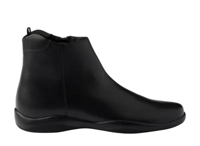 PRADA Toblach Leather Ankle Boots "Black"