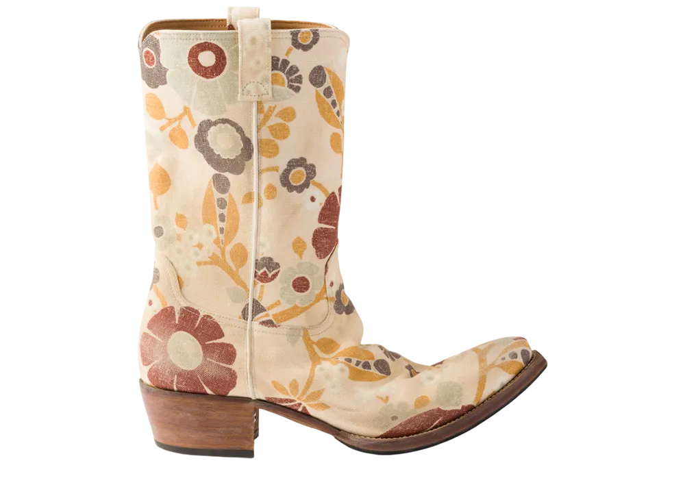 プラダ プリンテッド ファブリック ブーツ "サンドベージュ"