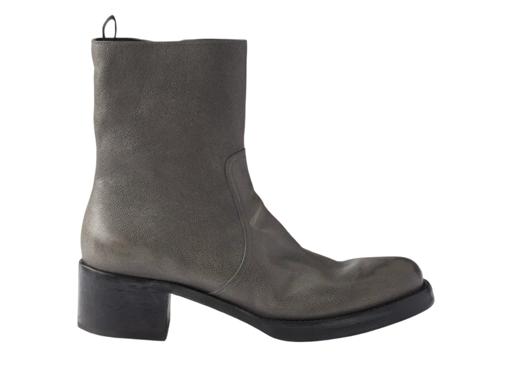 プラダ レザー ブーティー "グレー"