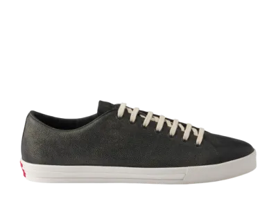 PRADA Aged-Effect Leather Sneakers "Black"