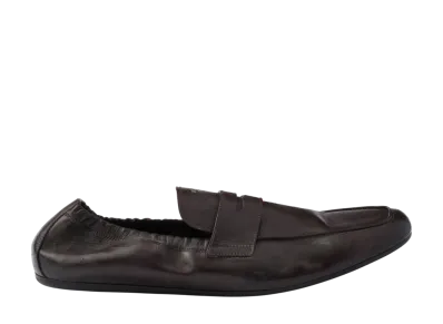 PRADA Shuffle Antiqued Leather Loafers "Dark Brown"