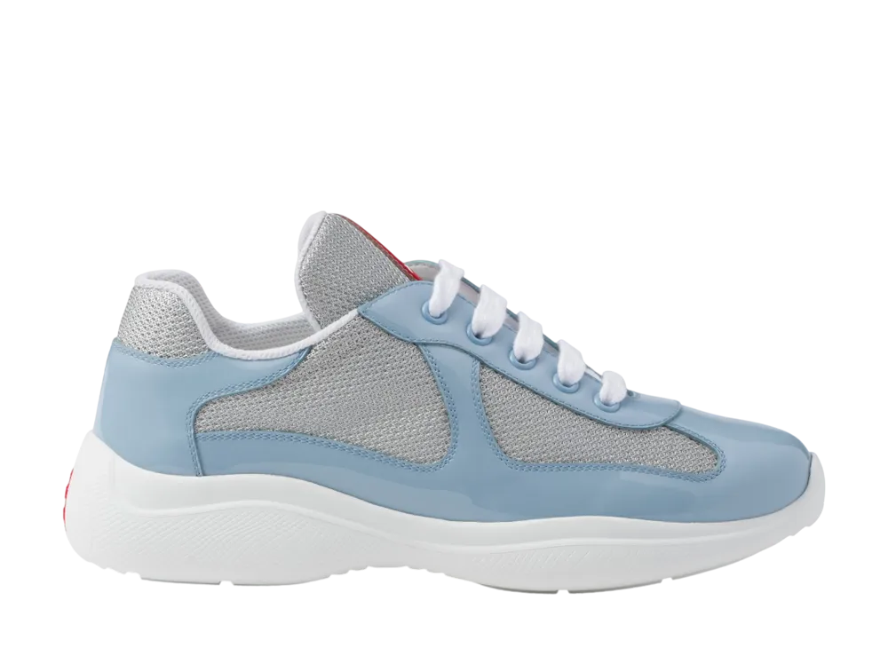 PRADA Women's America's Cup Biker Fabric Sneakers "Light Blue"