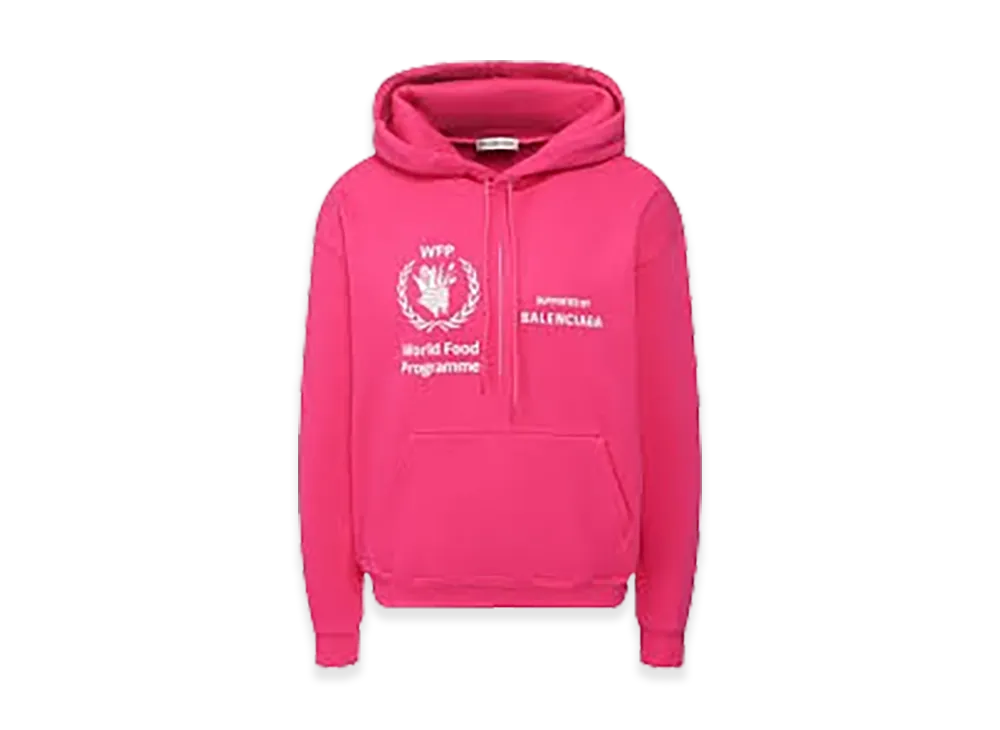 BALENCIAGA WFP The World Food Programme Logo Print Cotton Blend Hoodie "Pink"