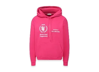 BALENCIAGA WFP The World Food Programme Logo Print Cotton Blend Hoodie "Pink"