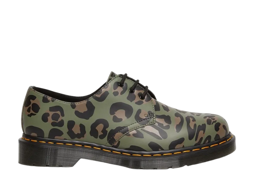 Dr.Martens 1461 Distorted Leopard Print Shoes "Khaki Green"
