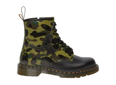 A BATHING APE × Dr.Martens 1460 Zip Leather Ankle Boots "Khaki/Black"