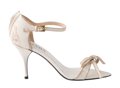 PRADA Women's Leather Bow Sandals "Off White"