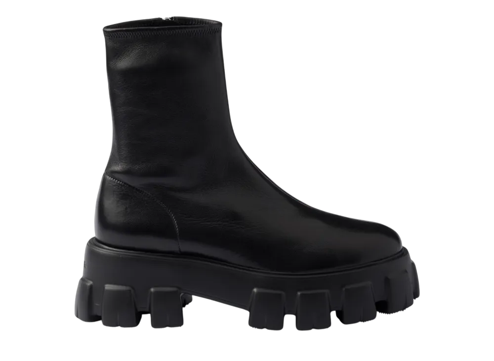 プラダ ウィメンズ プラダ モノリス ストレッチ ナッパレザー ブーティー "ブラック"