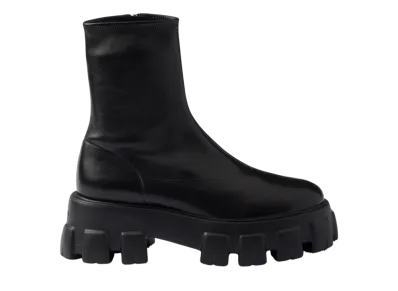 PRADA Women's Monolith Stretch Nappa Leather Booties "Black"