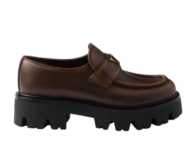 PRADA Women's Leather Loafers "Dark Brown"