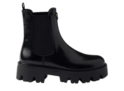 PRADA Women's Brushed Leather Booties "Black"