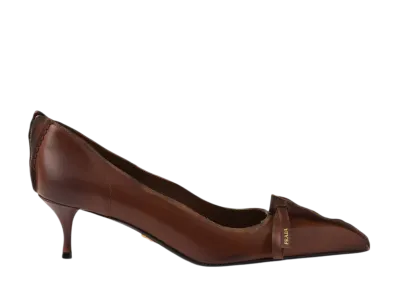PRADA Women's Antiqued Leather Pumps "Dark Brown"