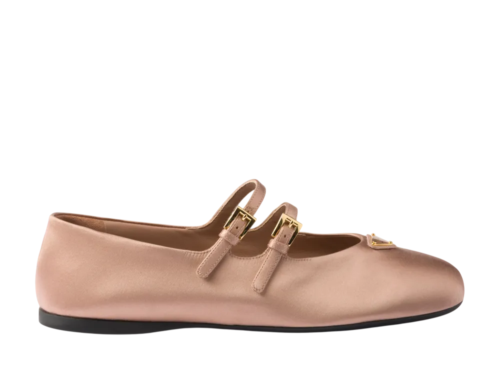 プラダ ウィメンズ サテン バレリーナシューズ "ライトベージュ"