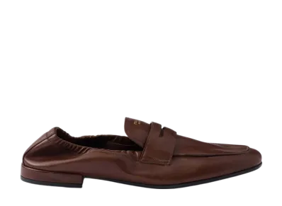 PRADA Women's Shuffle Antiqued Leather Loafers "Cognac"