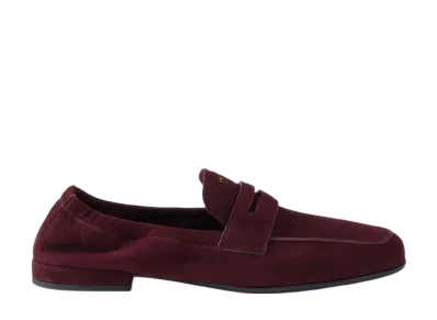 PRADA Women's Shuffle Antiqued Suede Loafers "Bordeaux"