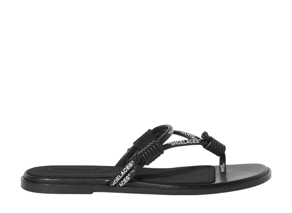 オフホワイト ウィメンズ シューレース フラット サンダル "ブラック"