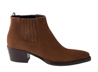 PRADA Women's Suede Booties "Dark Brown"