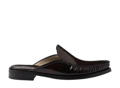 PRADA Women's Brushed Leather Mules "Brown"
