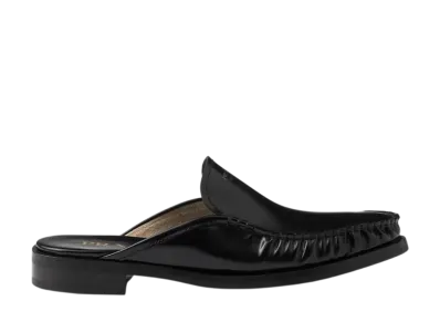 PRADA Women's Brushed Leather Mules "Black"