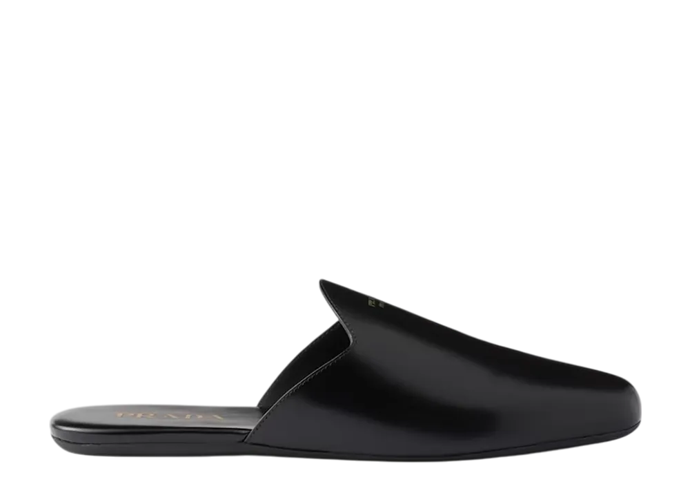 プラダ ウィメンズ ブラッシュドレザー ミュール "ブラック"