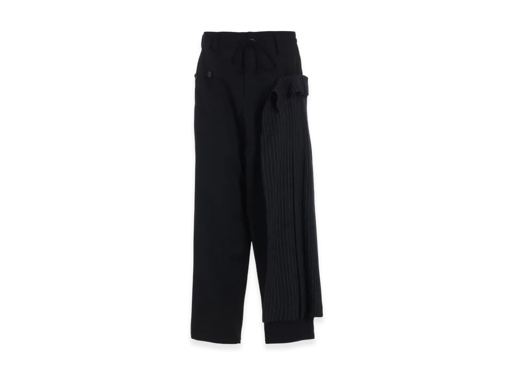 S'YTE Washer Wool Gabardine Pleated Wrap Pants "Black"
