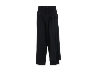 S'YTE Washer Wool Gabardine Pleated Wrap Pants "Black"