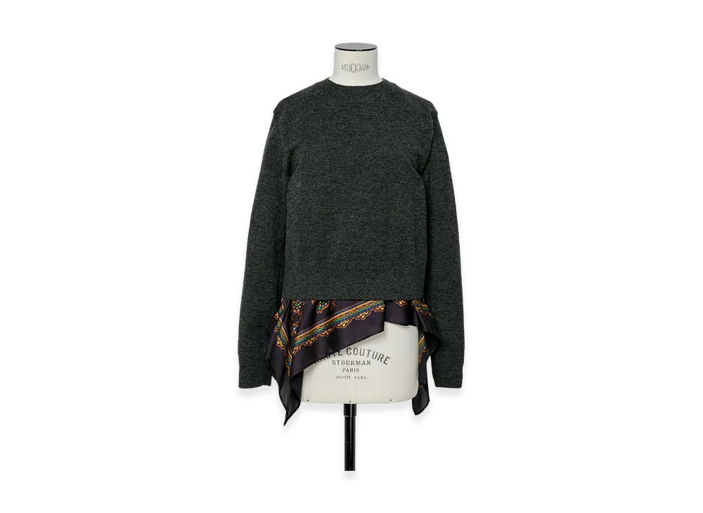 sacai Paisley Print x Wool Knit Pullover "Charcoal Gray/Navy"