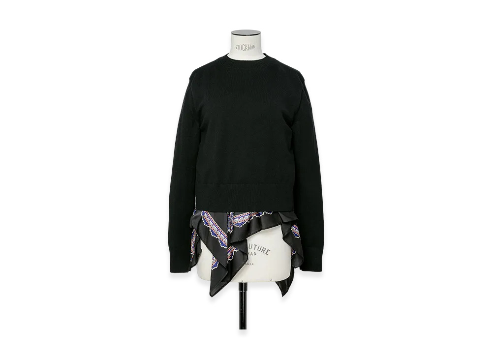 sacai Paisley Print x Wool Knit Pullover "Black/Black"