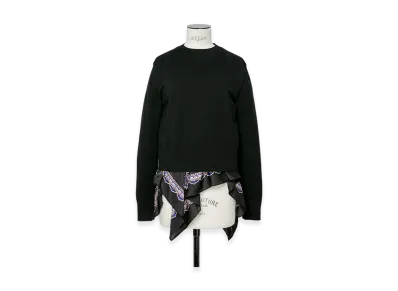 sacai Paisley Print x Wool Knit Pullover "Black/Black"