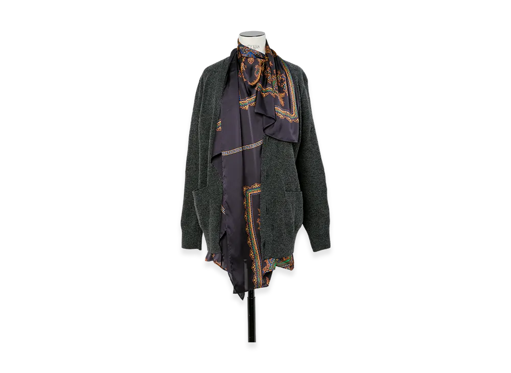 sacai Paisley Print x Wool Knit Cardigan "Charcoal Gray/Navy"