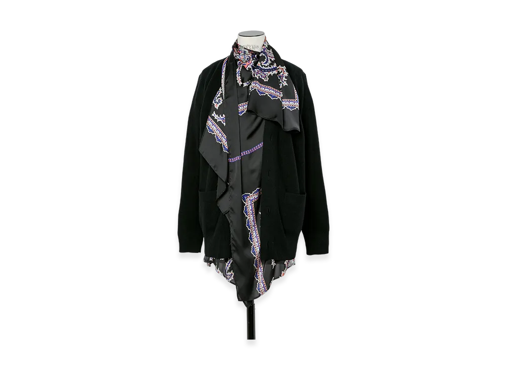sacai Paisley Print x Wool Knit Cardigan "Black/Black"