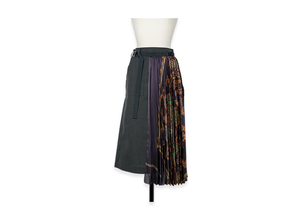 sacai Suiting x Paisley Print Skirt "Charcoal Gray/Navy"
