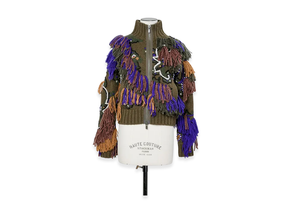 sacai Paisley Jacquard Knit Blouson "Khaki"