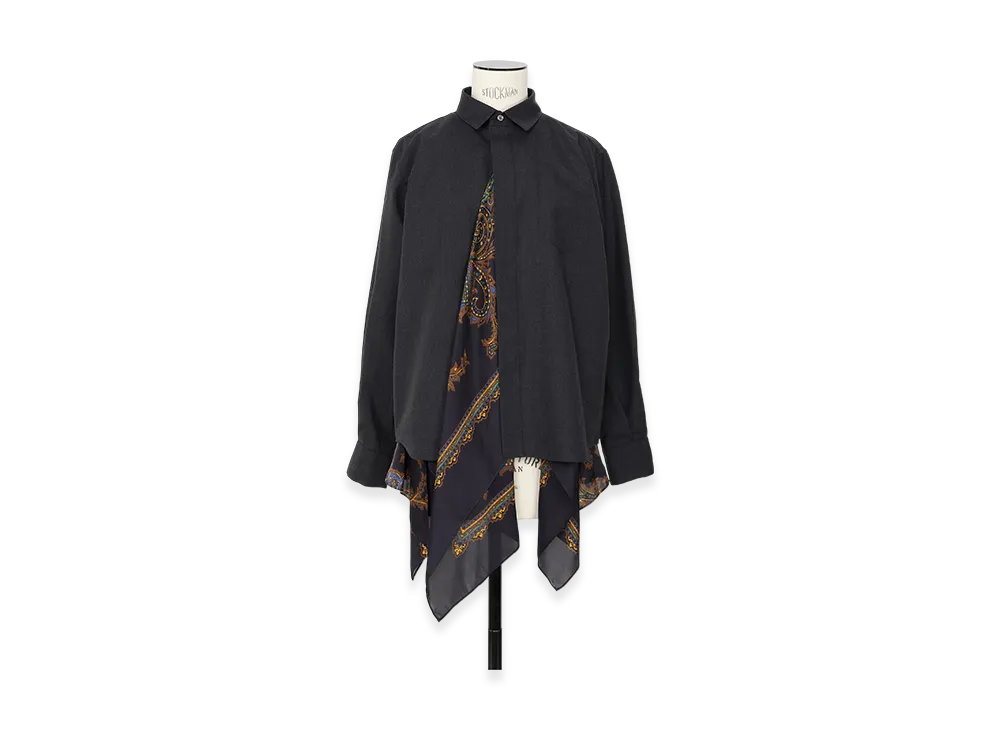 sacai Suiting x Paisley Print Shirt "Charcoal Gray/Navy"