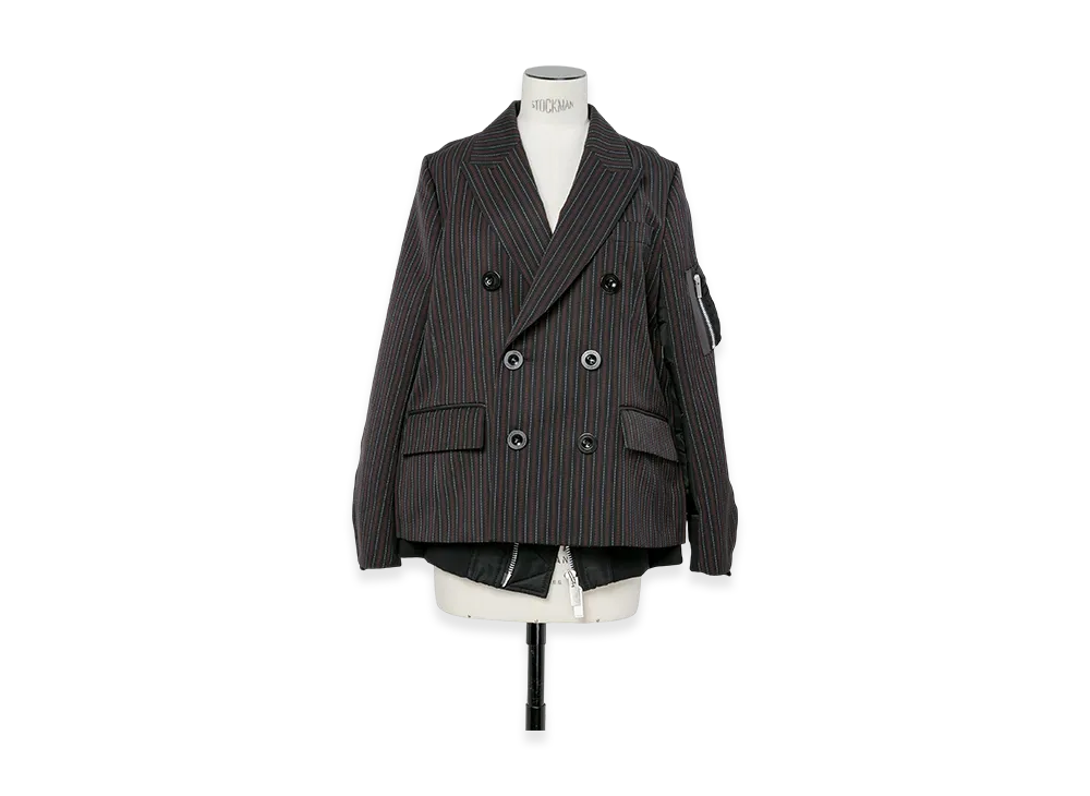 sacai Stripe Doeskin x Nylon Twill Jacket "Black"