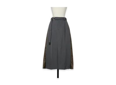sacai Stripe Doeskin Skirt "Gray/Dark Khaki"