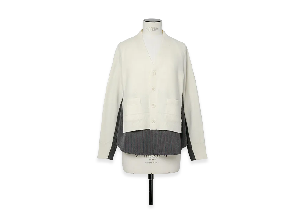 sacai Stripe Doeskin x Wool Knit Cardigan "Off White/Gray"