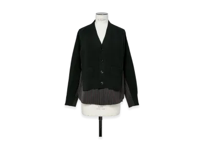 sacai Stripe Doeskin x Wool Knit Cardigan "Black"