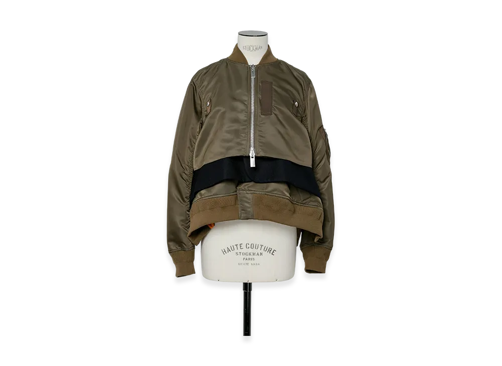 sacai Nylon Twill x Wool Melton Blouson "Dark Khaki"