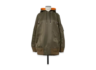 sacai Nylon Twill Hoodie "Dark Khaki"