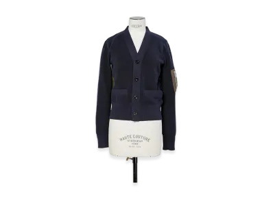 sacai Nylon Twill x Cotton Knit Cardigan "Navy/Dark Khaki"